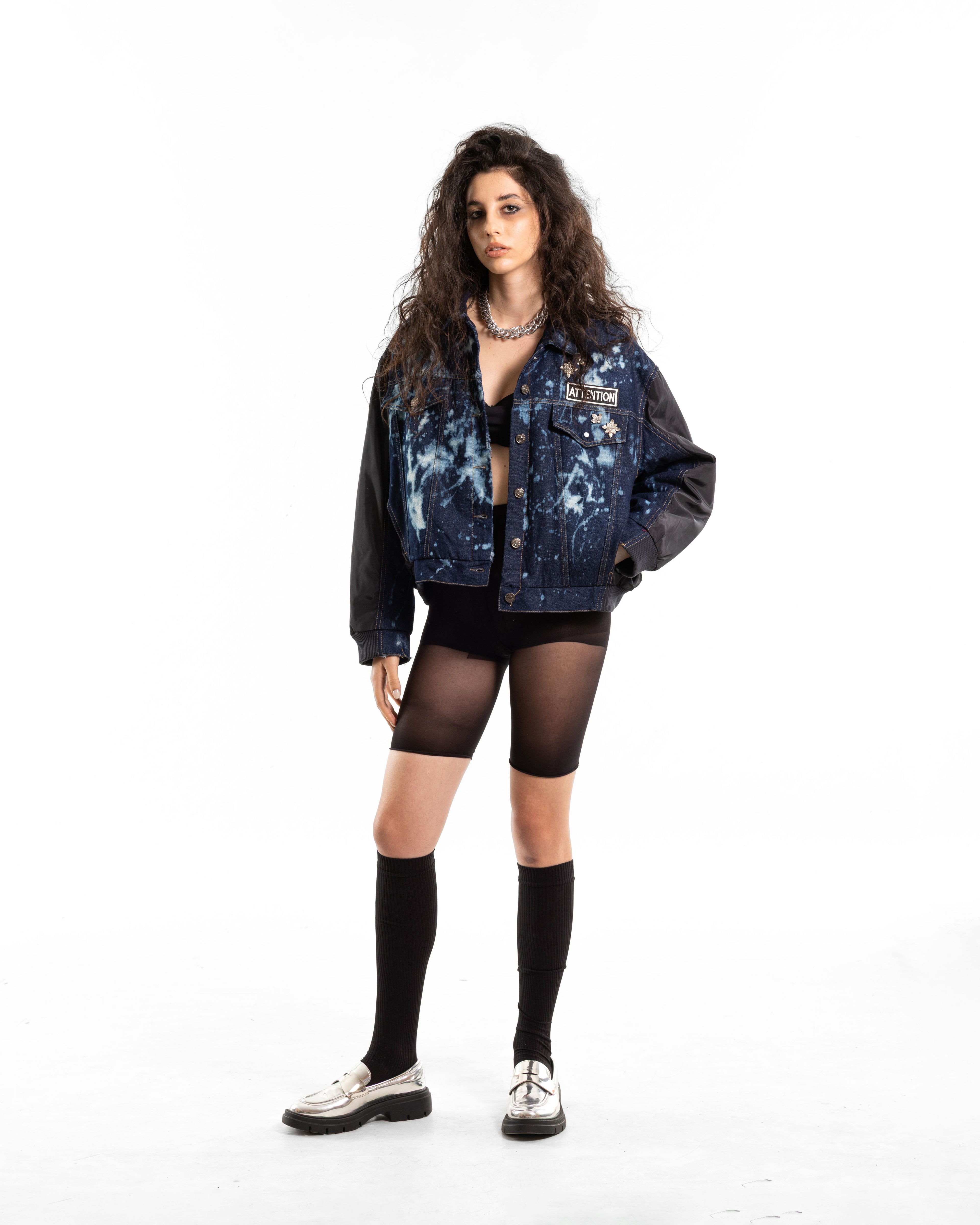 DENIM BOMBER "ATTENTION"