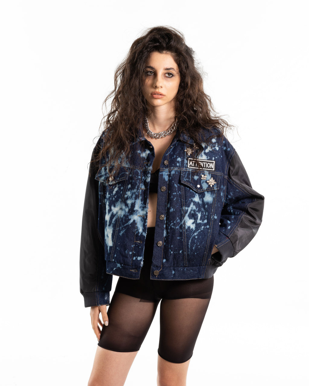 DENIM BOMBER "ATTENTION"