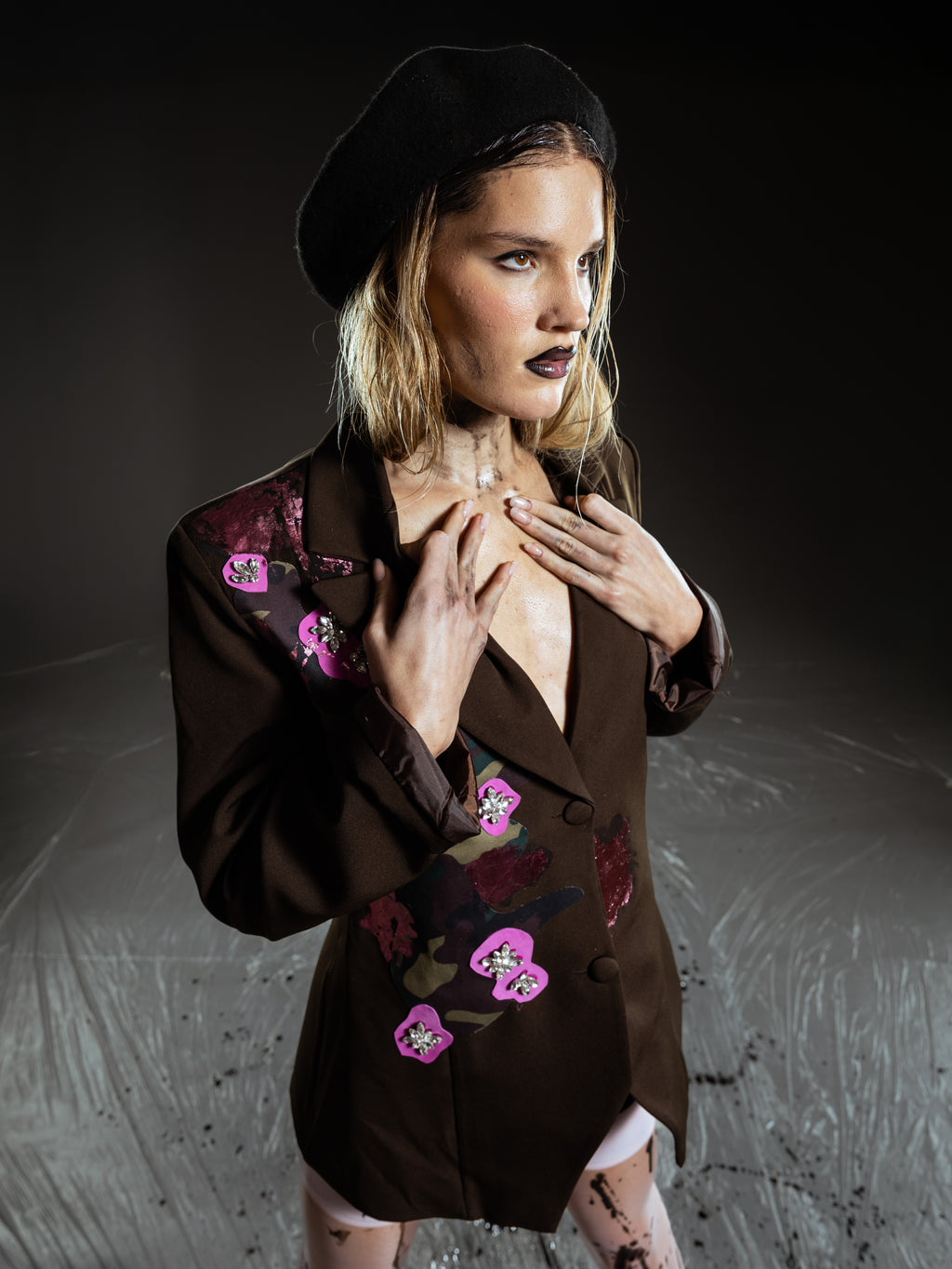 BROWN BLAZER "TIME IS UP"