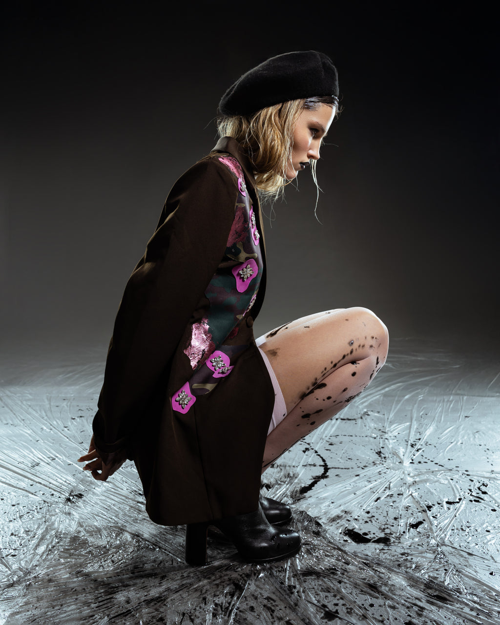 BROWN BLAZER "TIME IS UP"