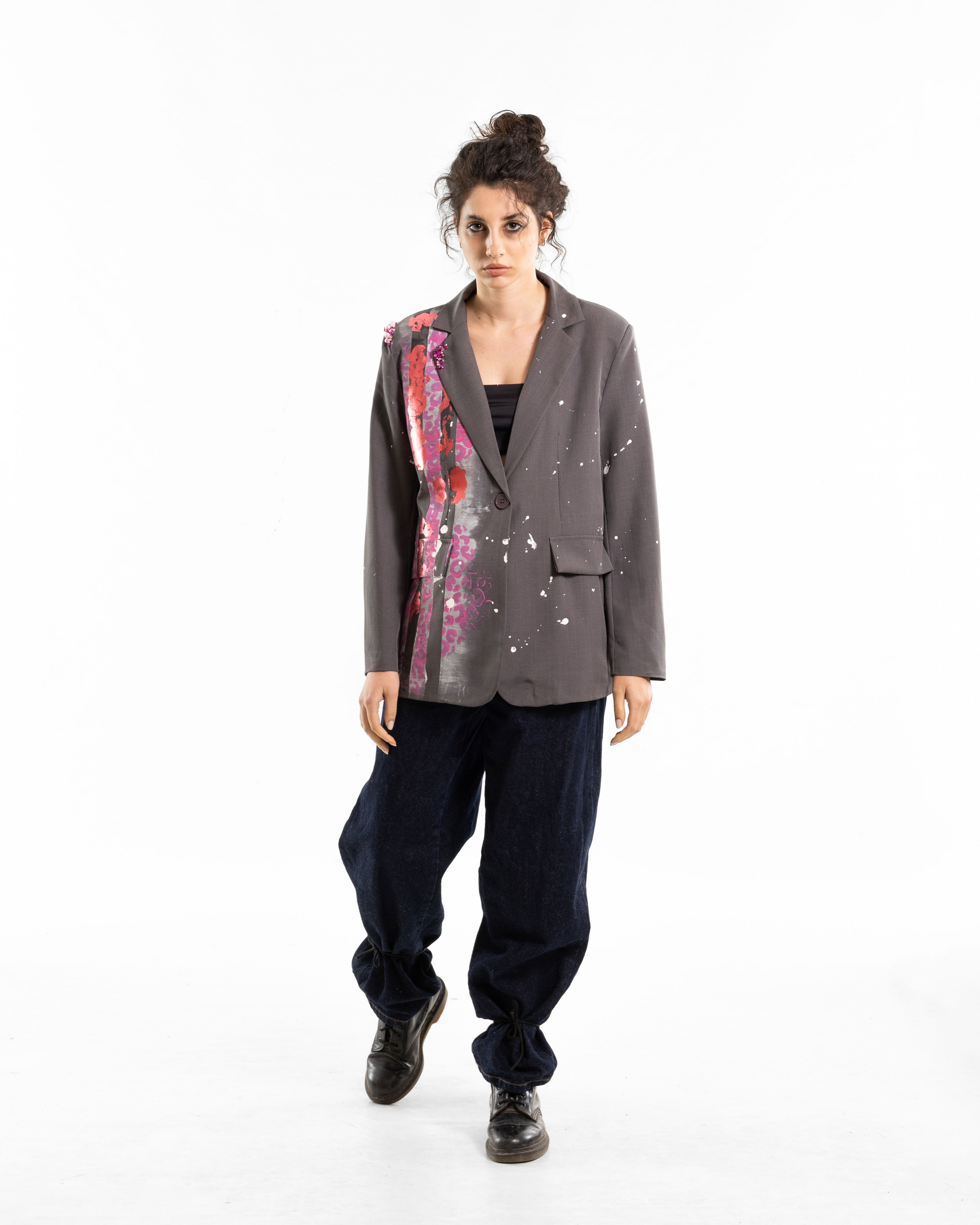 BLAZER GREY + PINK