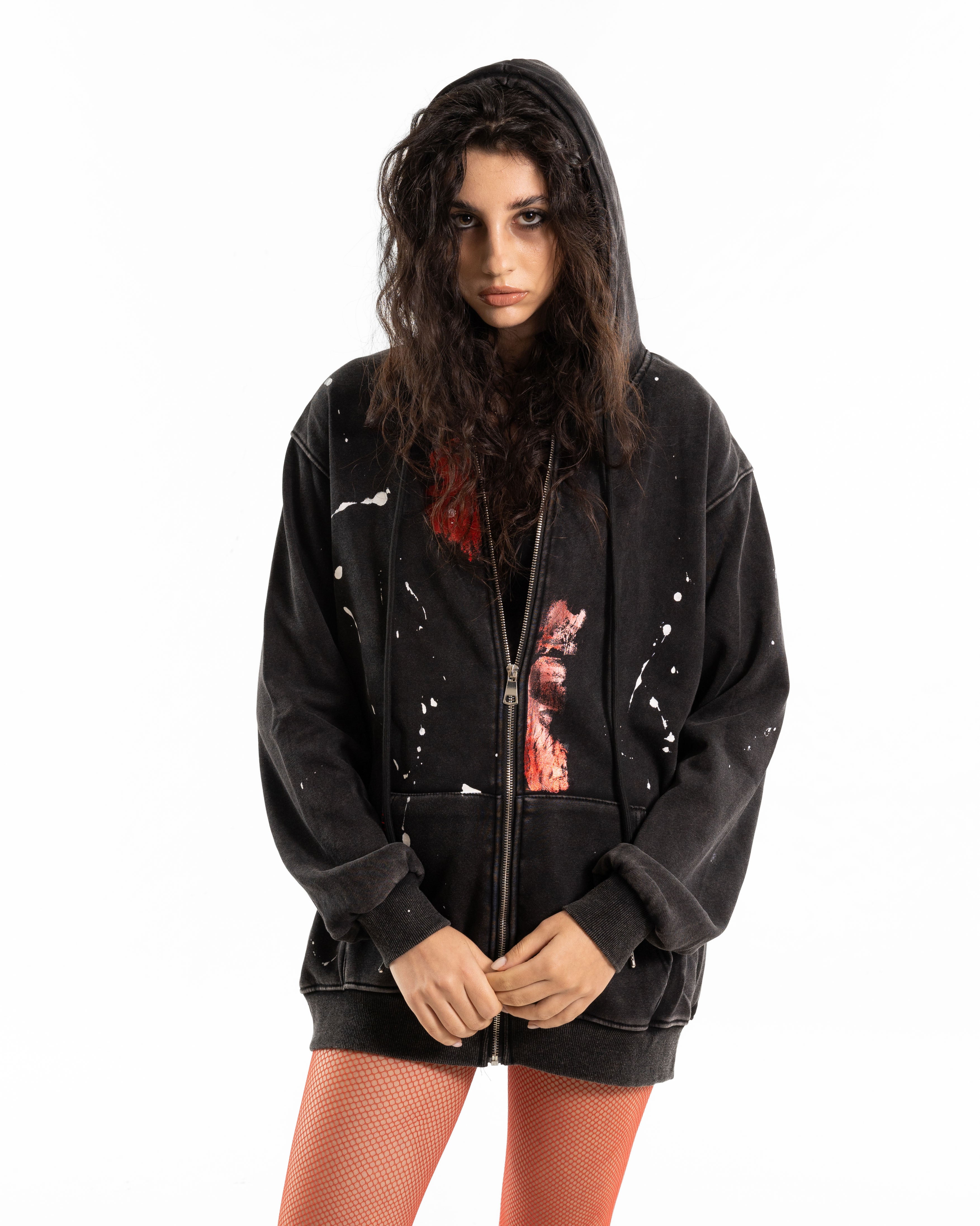 ZIPPED BLACK HOODIE